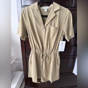Athleta Tan Short Sleeve Jumpsuit